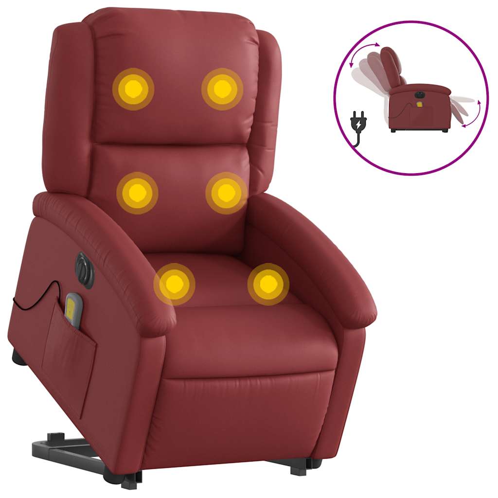 Fauteuil inclinable de massage électrique rouge bordeaux pour le salon - 2