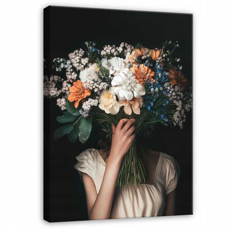 Zdjęcia - Obraz WALLARENA na płótnie ścianę Kobieta Kwiaty Vintage 40x60 cm Dekoracja Ścienna do Sypialni Salonu