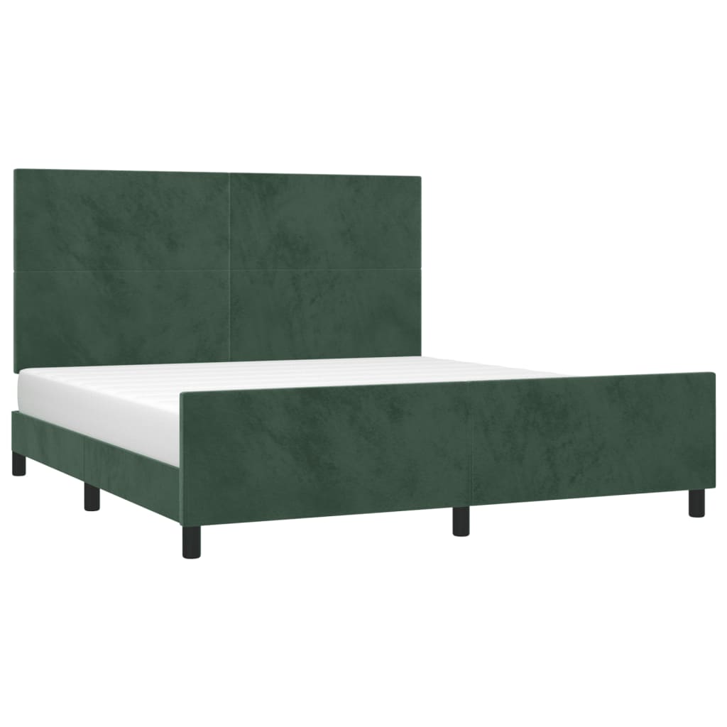 Cadre de lit sans matelas Vert foncé Velours - 3