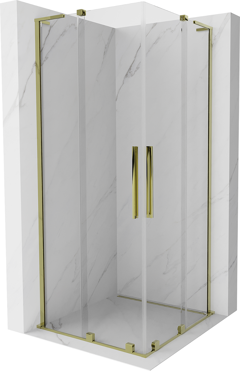 Mexen Velar L Duo kabina prysznicowa rozsuwana 90 x 90 cm, transparent, złota - 871-090-090-02-03-50