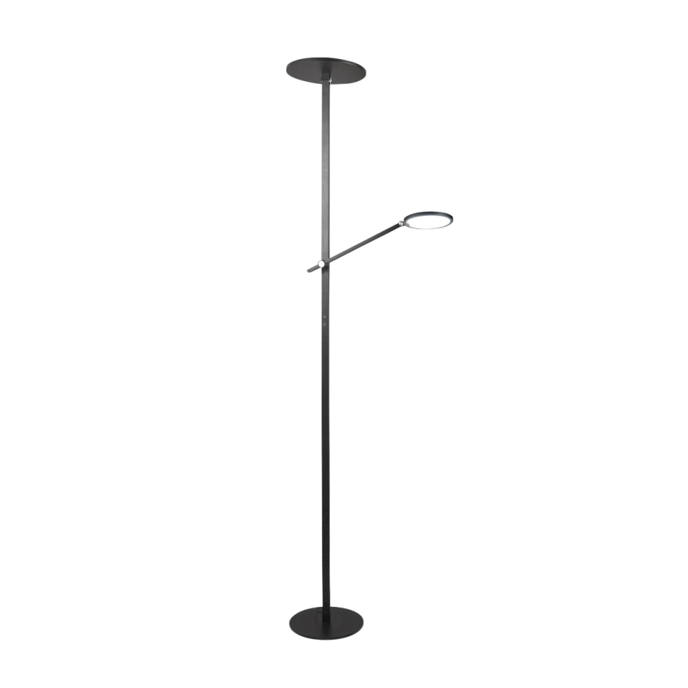 Regina - Czarna lampa stojąca LED z metalu wys. 180 cm Fabas Luce - 2 lampy o mocy 36 W i 12 W ze zintegrowaną diodą LED 3000 K
