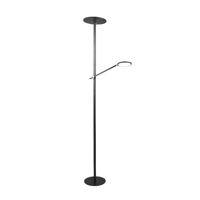 Regina - Czarna lampa stojąca LED z metalu wys. 180 cm Fabas Luce - 2 lampy o mocy 36 W i 12 W ze zintegrowaną diodą LED 3000 K