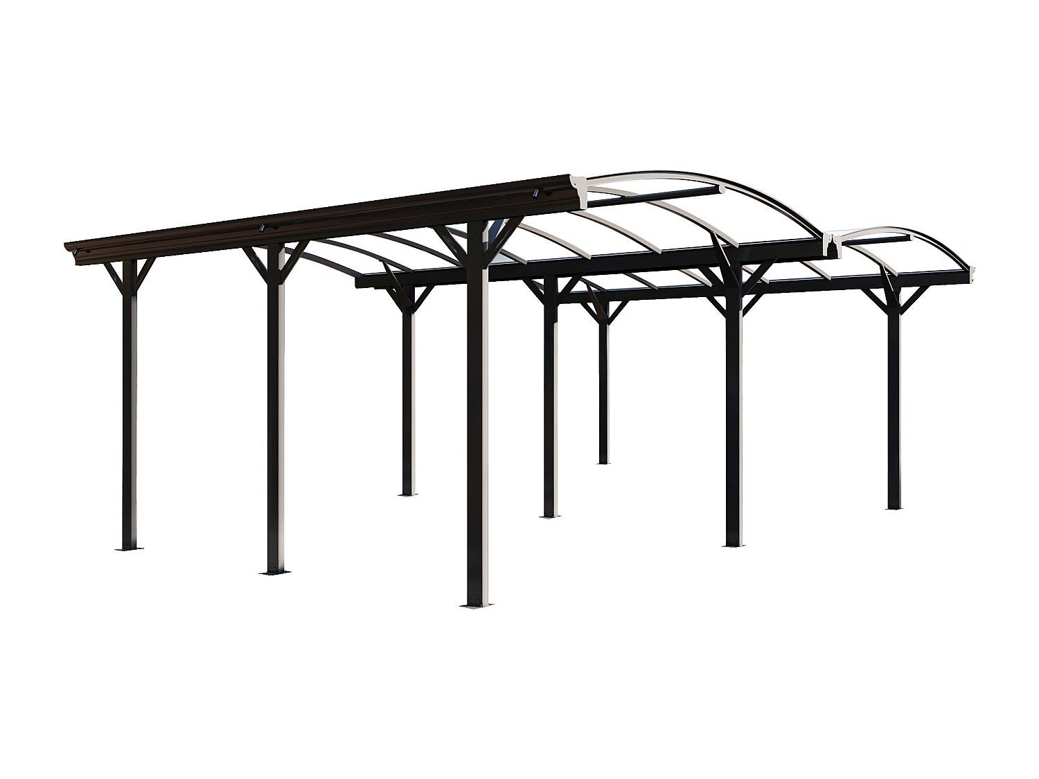 Wiata samochodowa podwójna pergola wolnostojąca z aluminium - 2 samochody - 30 m² - Antracytowy - BARESA