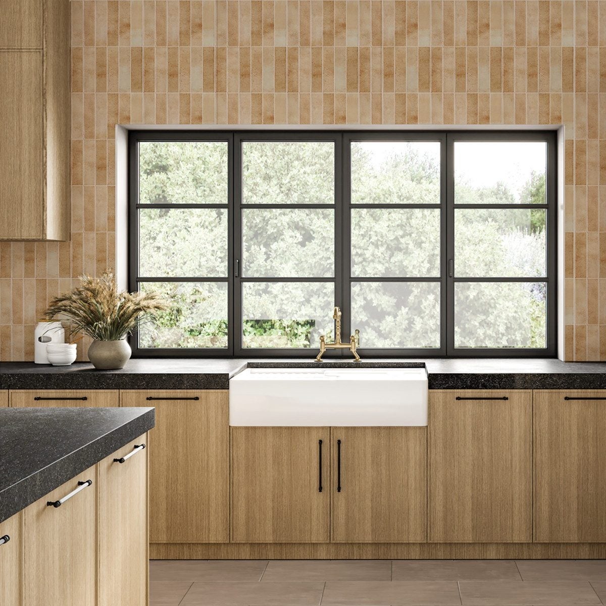 Lot de 10 crédences adhésives pour cuisine, salle de bain, carrelage mural, Marron clair - 4