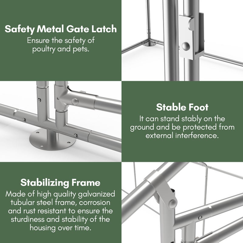 Galinheiro Galinheiro Aço galvanizado com rede com zona coberta com fechadura Galinheiro para pequenos animais 3 x 4 x 2 m 12m² - 6