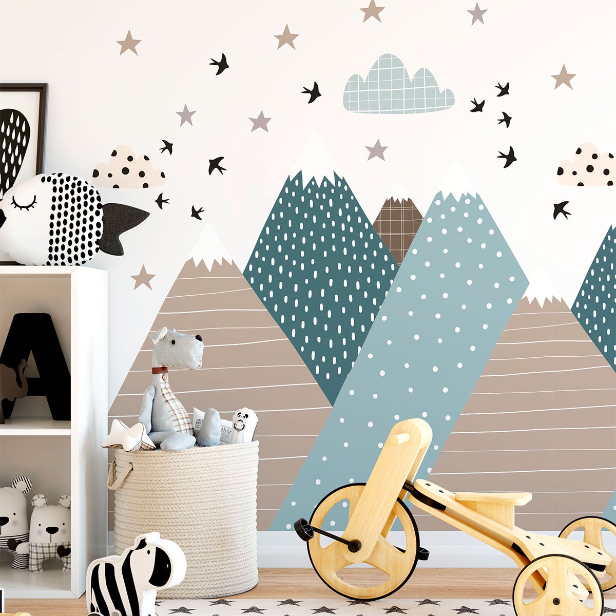 Vinilo niño escandinavo de montaña vika - adhesivo de pared - revestimiento sticker mural decorativo - 120x180cm - 4