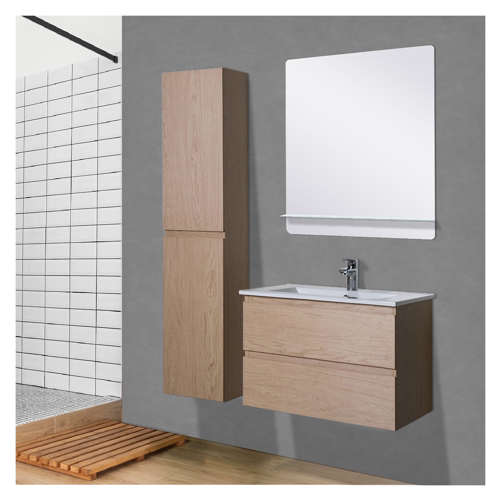 Miroir rectangulaire SORRENTO avec tablette en métal - 8