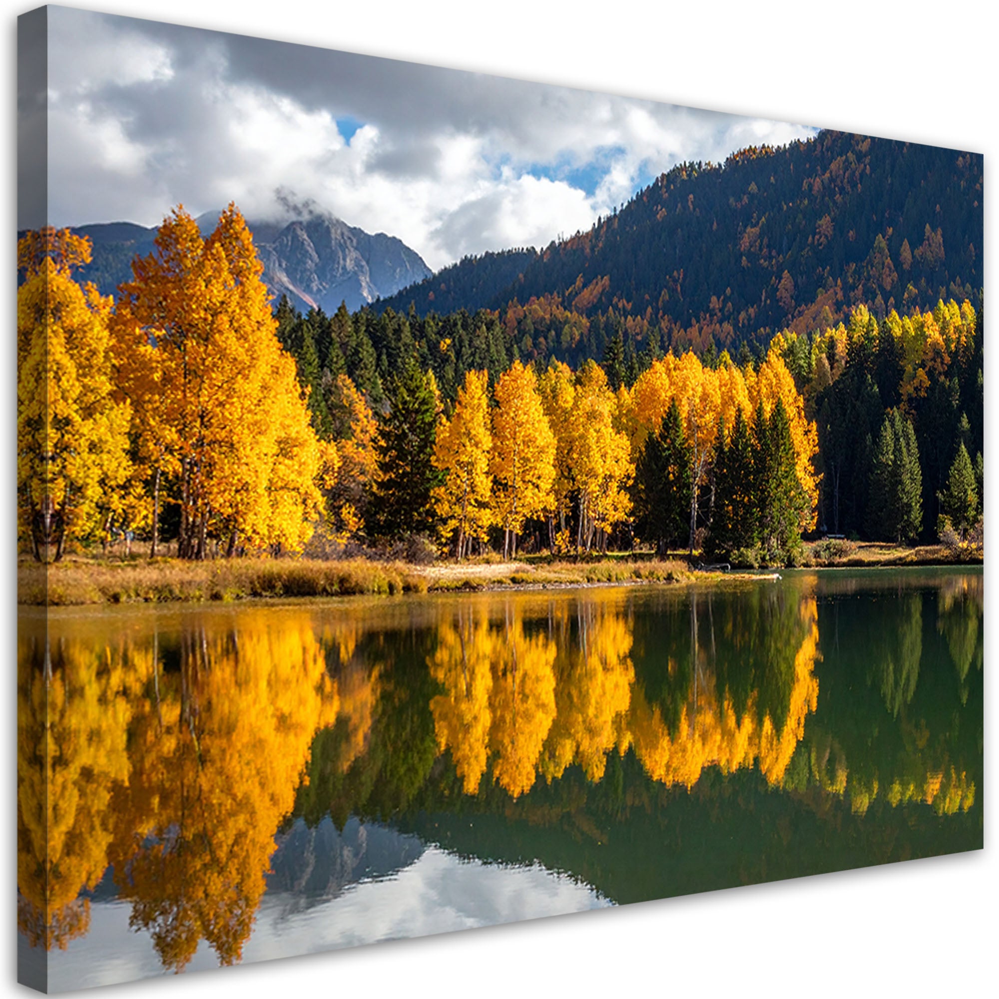 Obraz do salonu sypialni kuchni, Pejzaż jesienny jezioro góry natura 120x80