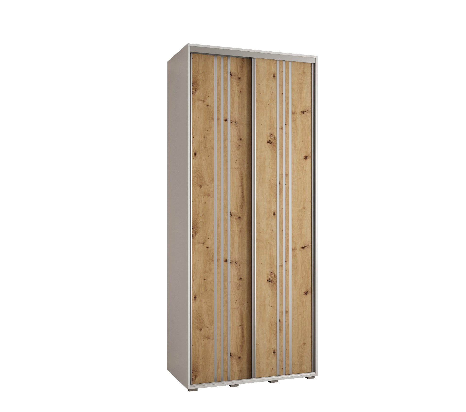 Szafa przesuwna wysoka Davos 6 110 x 60 x 235,2 cm biały + artisan + u. srebrny - Abiks Meble