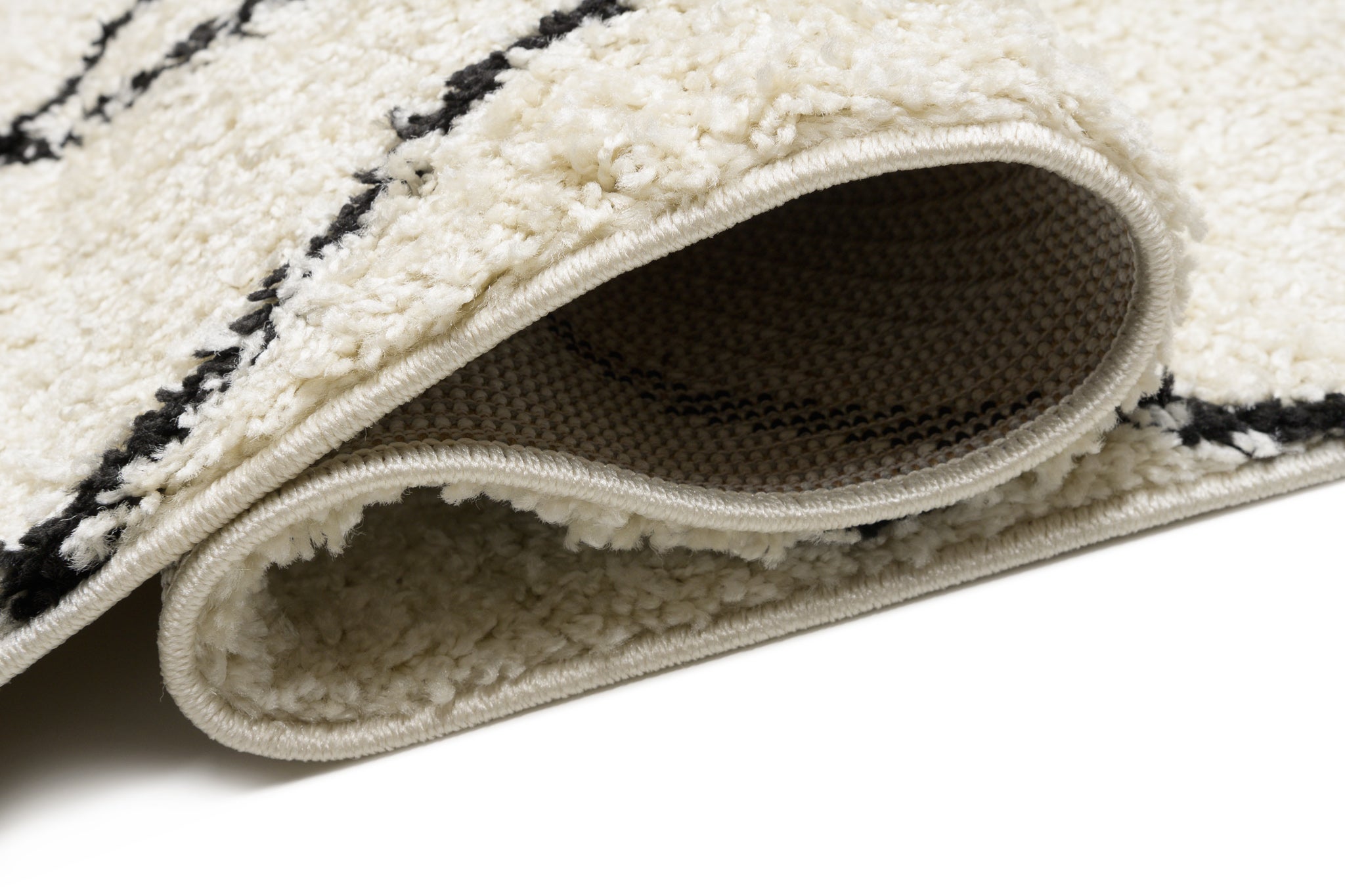 TAPISO Delhi Tapis de Salon Séjour Chambre Enfant Crème Noir Losanges Shaggy Super Doux Poils Longs 60 x 100 cm - 3