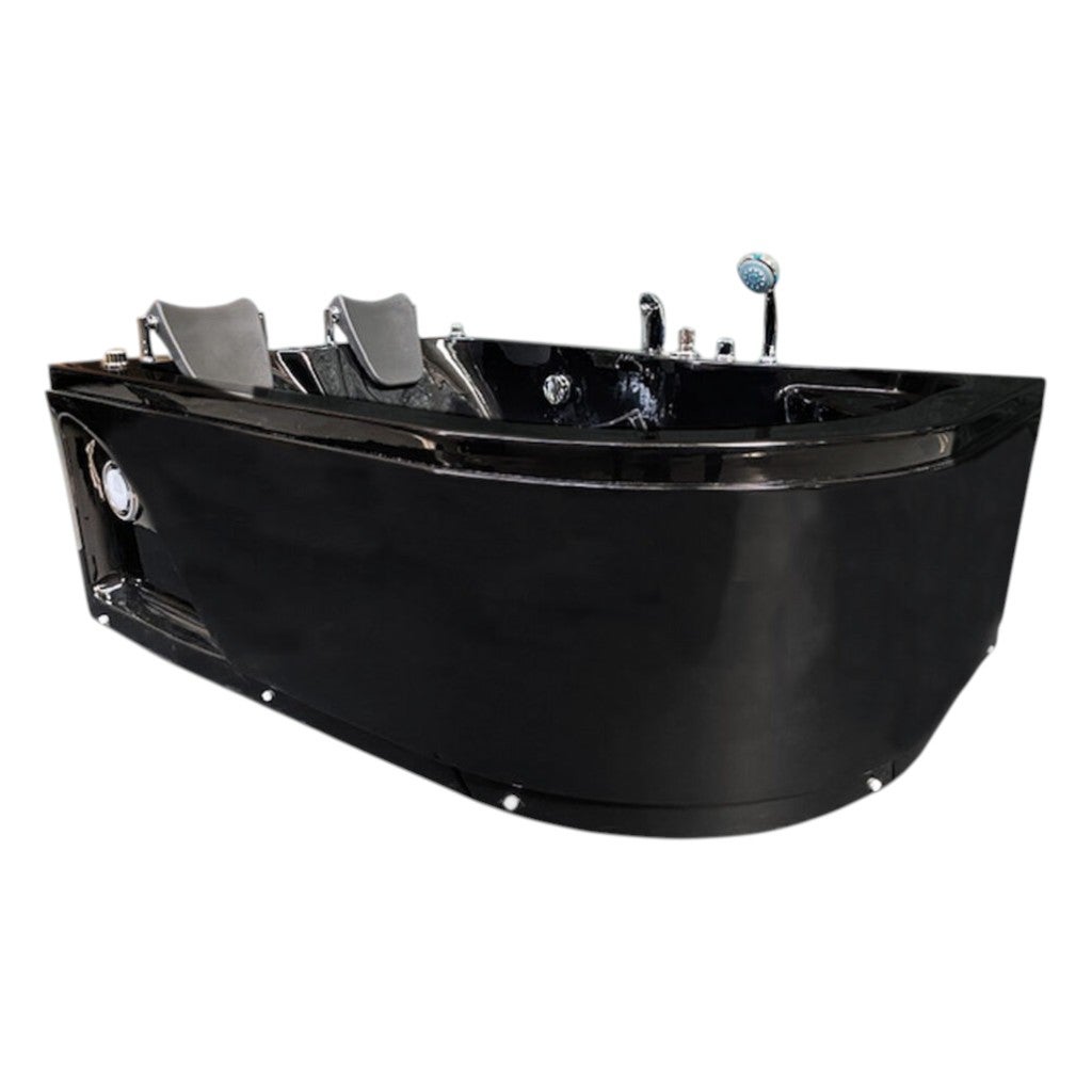 Bañera de hidromasaje negra 170 x 115 cm para 2 personas 15 jets - black tulip