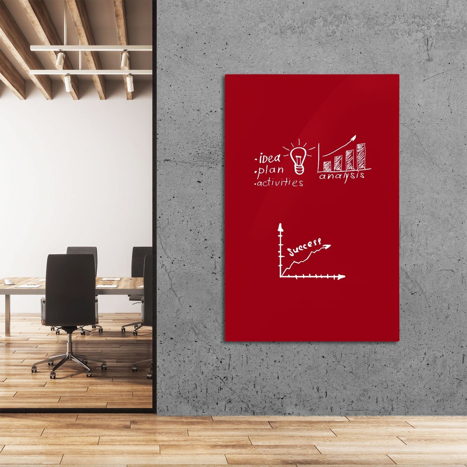 Tableau magnétique en verre Rouge 65 x 100 cm - 5