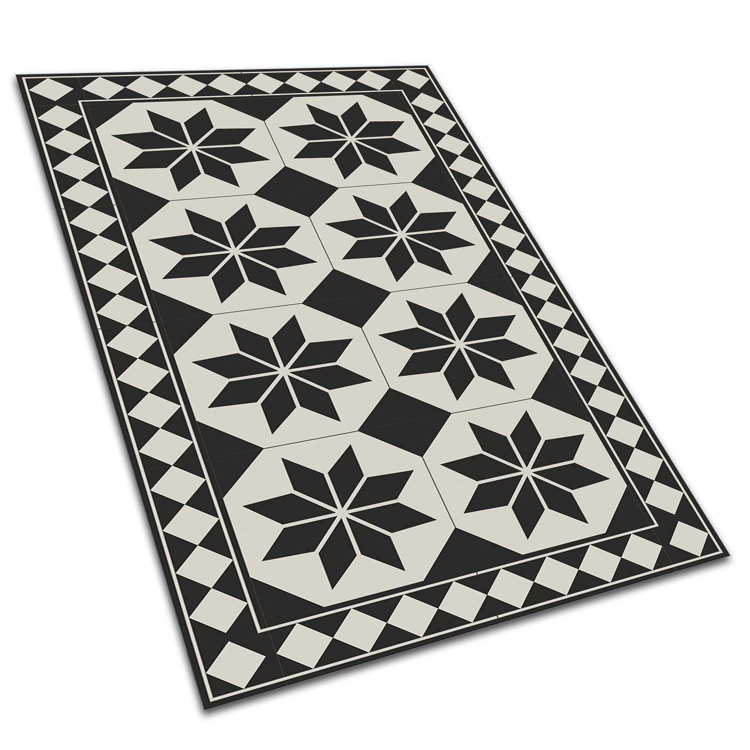 Mata winylowa czarno-białe gwiazdy dywan PCV do kuchni minimalistyczny dywanik winylowy 120x80 cm – Tulup