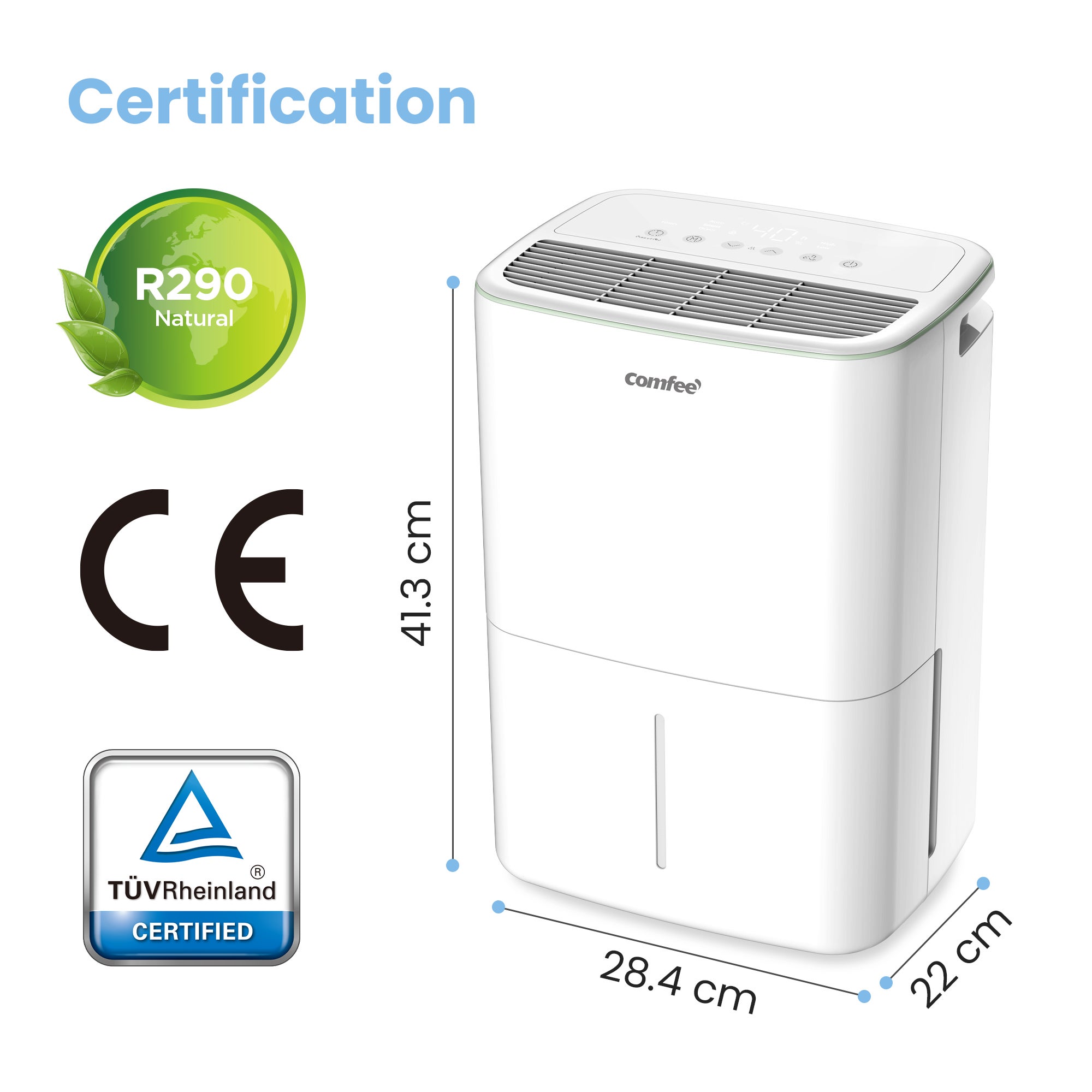 COMFEE Déshumidificateur Portable 10L/Jour, Réservoir Amobile 2,5L, Drainage Continu, 3 Modes au Choix, Minuterie 24h- Pour Pièce de 16 à 31㎡ - 11