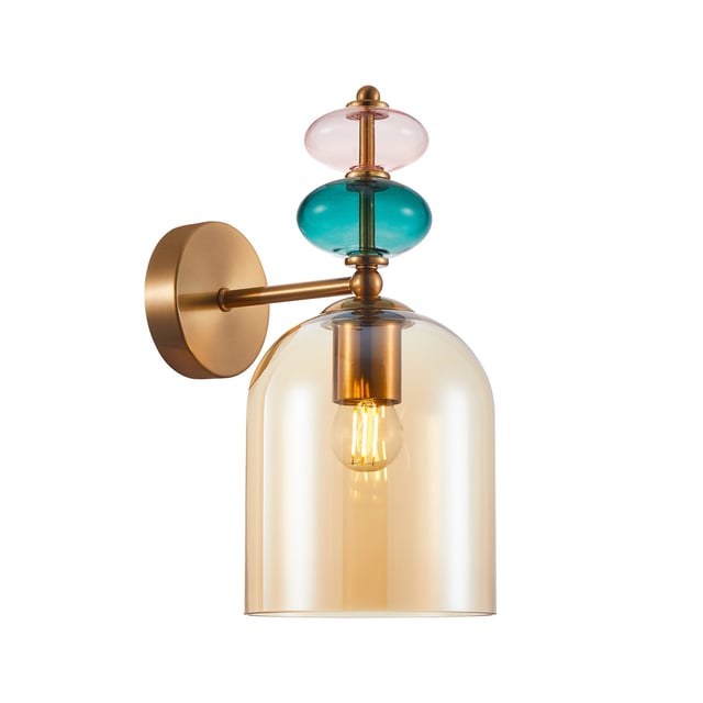 Kinkiet ścienny Busco złoto-zielony-różowy 1xE27x40W kolorowy wym: 34 x 14,5 x 20 cm szkło IP20 Italux