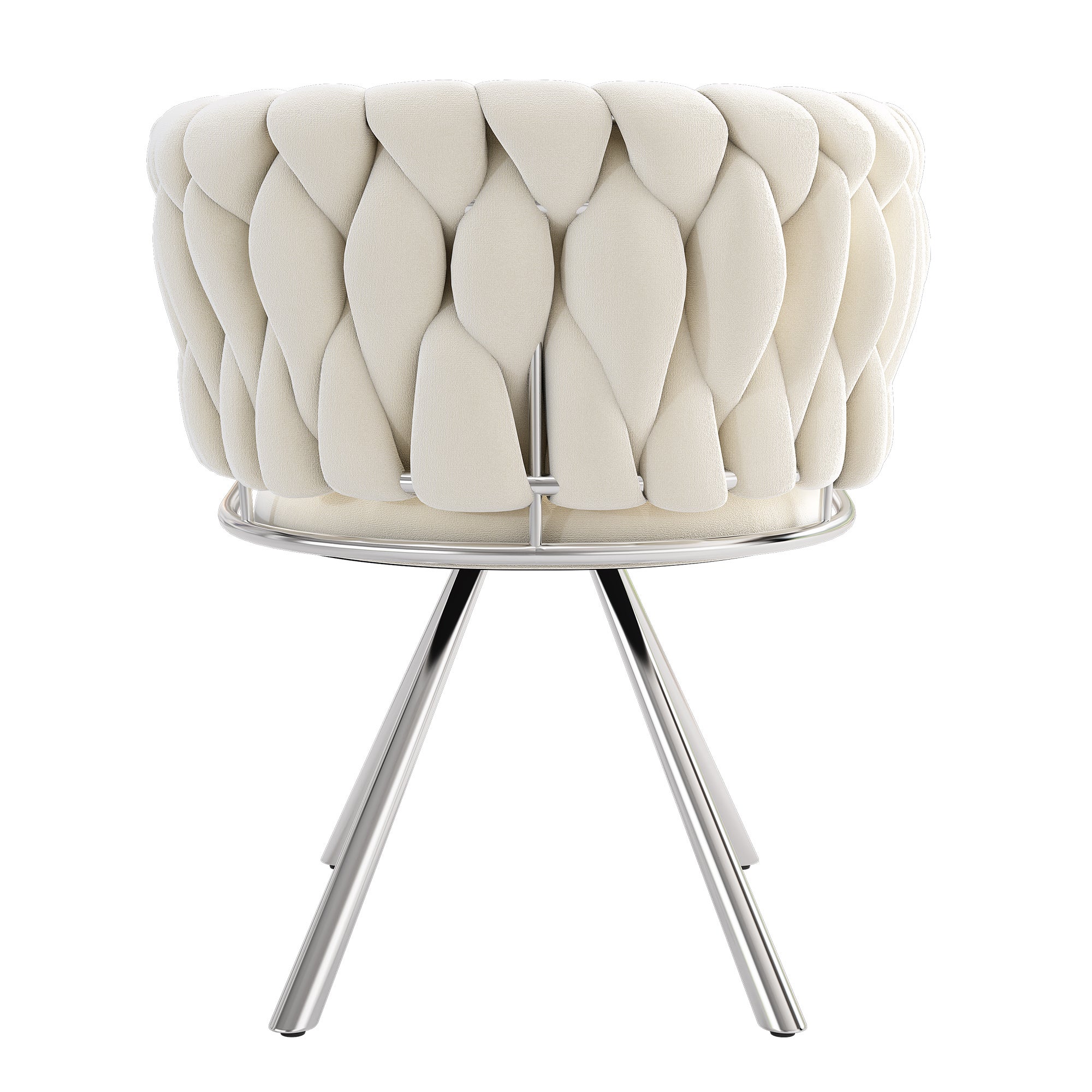 Lot de 2 chaises de salle à manger en velours avec quatre pieds en métal, 51 x 44 x 72 cm, beige et argent - 7