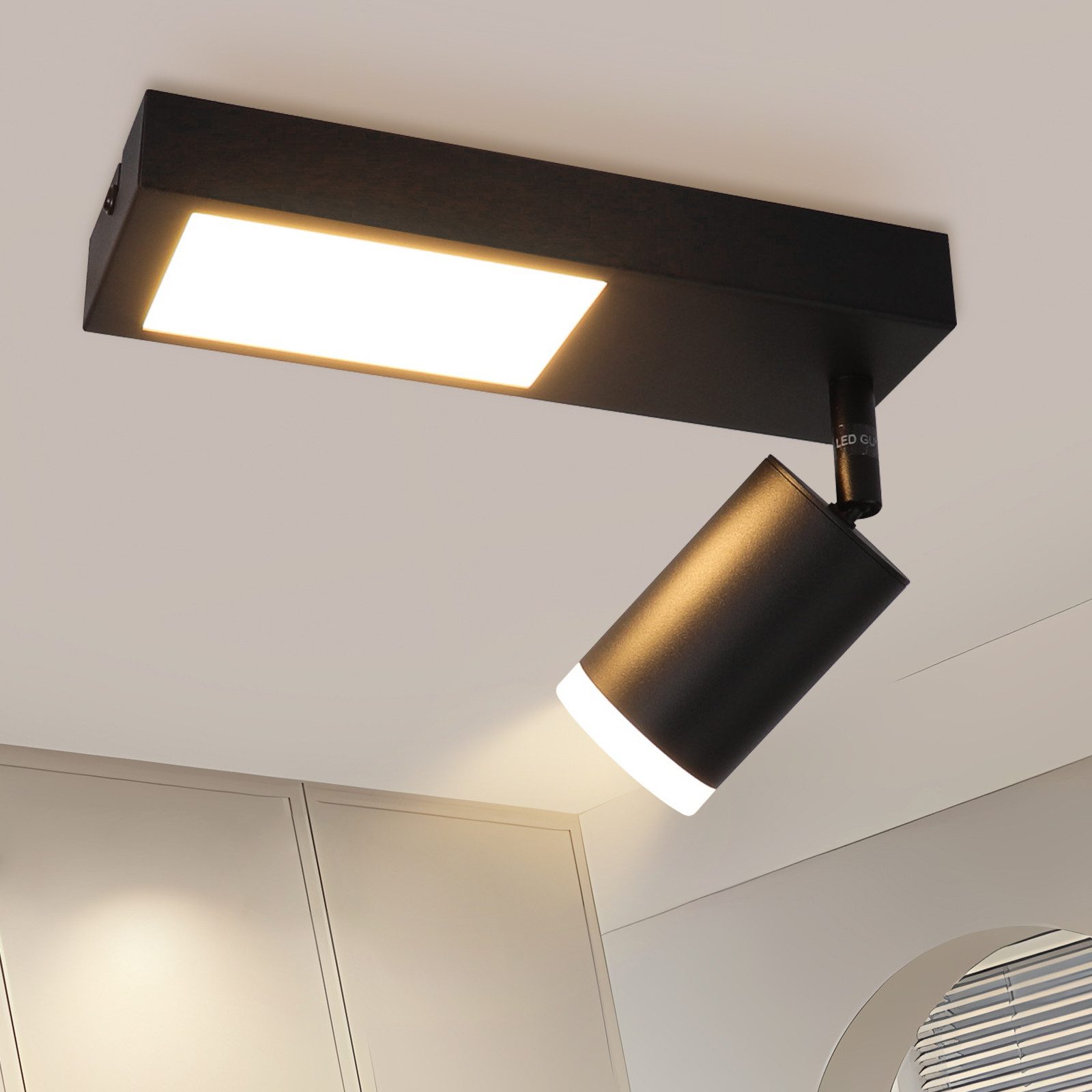 ZMH Reflektor sufitowy GU10 czarny 10W, 3000K, do sypialni