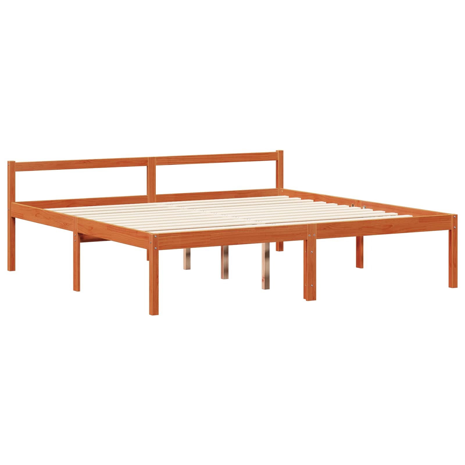 Cadre de lit, 2 pièces, en bois de pin massif, cire marron, pour la chambre - 3