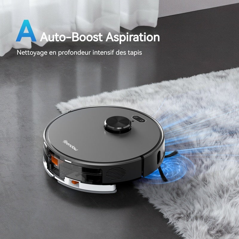 Aspirateur robot laveur Teendow D65S MAX noir, station de vidage automatique 70 jours, navigation LiDAR intelligente pour maison et poils animaux - 3