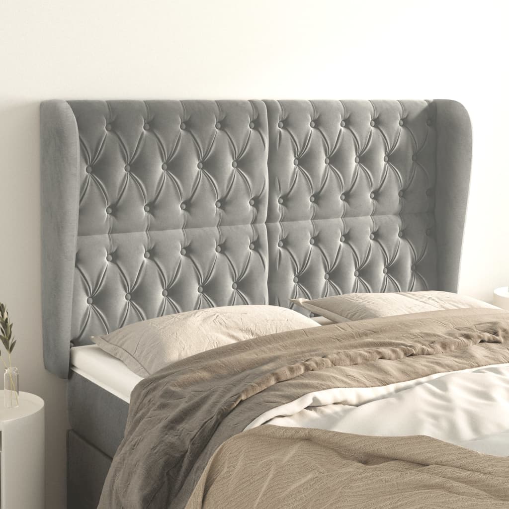 Tête De Lit Double Matelassée - Tête De Lit Rembourrée - Dim. 160L X 100h Cm Ep 8 Cm Bois Dhevea Aspect Velours Gris