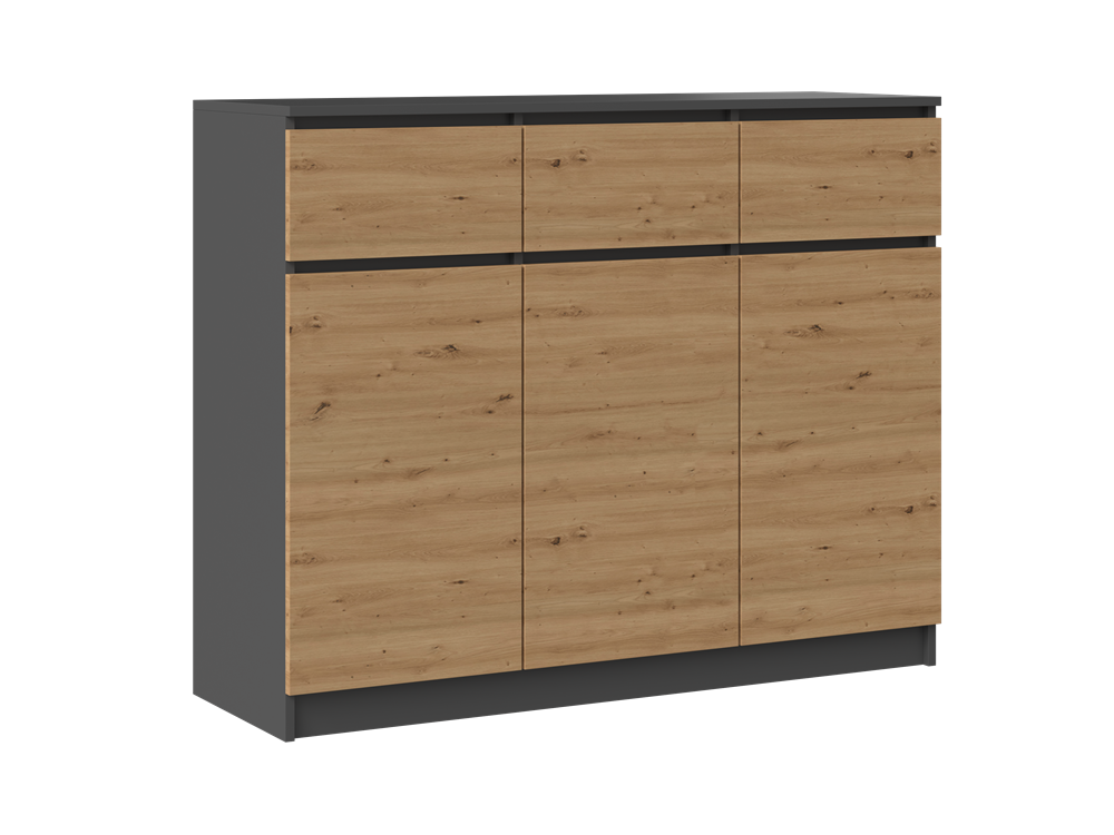 Komoda Topeshop 3D3S 120 Szafka Antracyt / Dąb Artisan 40x120x97 cm