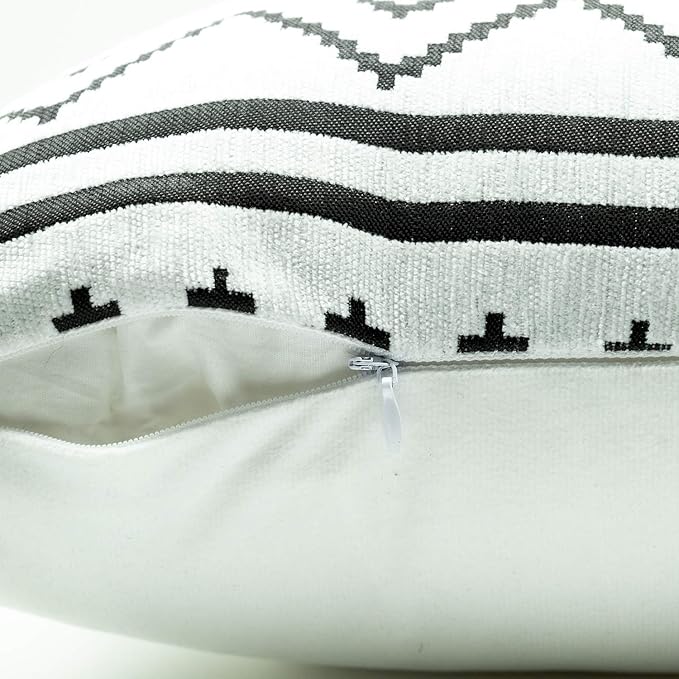 Lot de 2 housses de coussin, 30*50 cm, motif géométrique noir et blanc, housses de coussin décoratives pour canapé, chambre, chaise, lit, jardin - 5