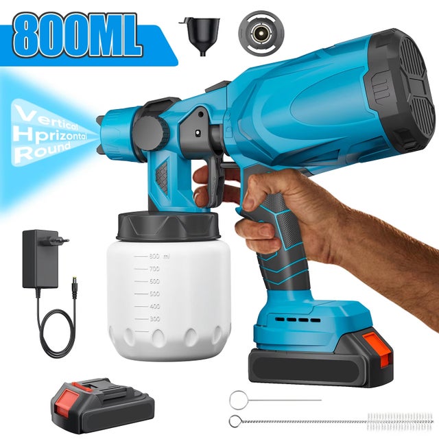 NICOLA Pistola de Pintura sem Fio 800ML HVLP 18V MAKITA Pulverizador Elétrico Portátil 3 Modos Bico 1.8mm Casa Carro Móveis DIY