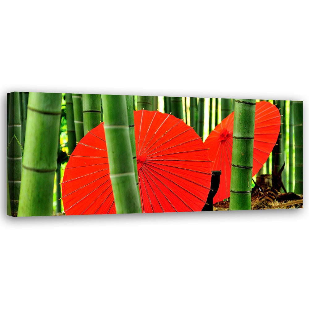 Obraz na płótnie, Bambusy Japonia Parasolki 120x40