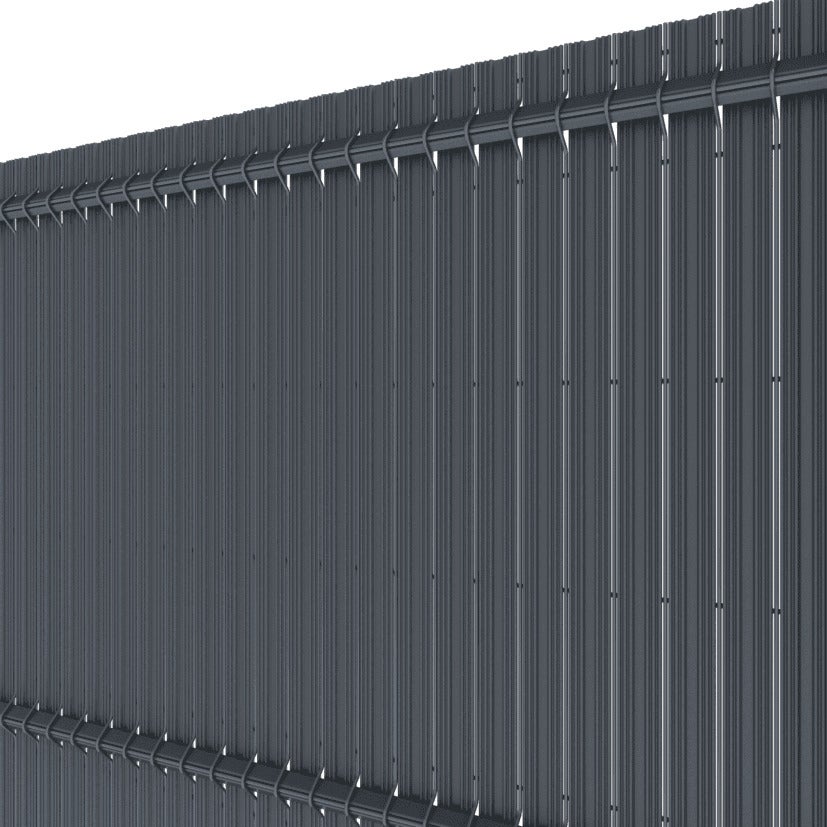 Lot de 2 Kit occultant rigides - Lg 2m50 x Ht 1m23 - pvc - gris anthracite - compatible grille Natérial - brise vue - maille 200x55mm - 6