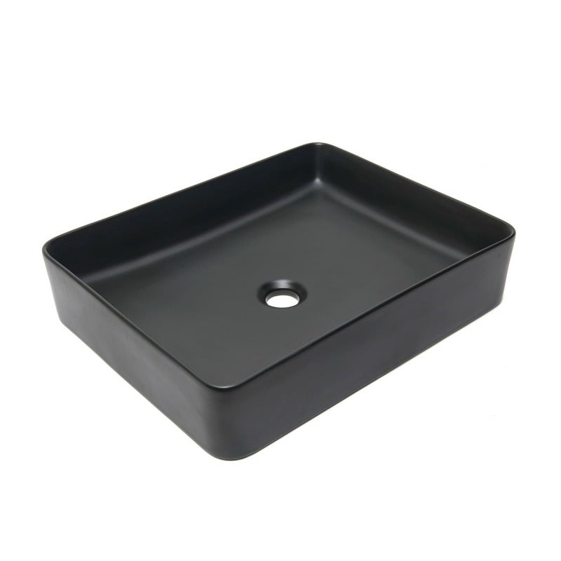 Lavabo sobre encimera infinitio 50x40 cm, sin rebosadero, negro mate (satinf5040bkm)