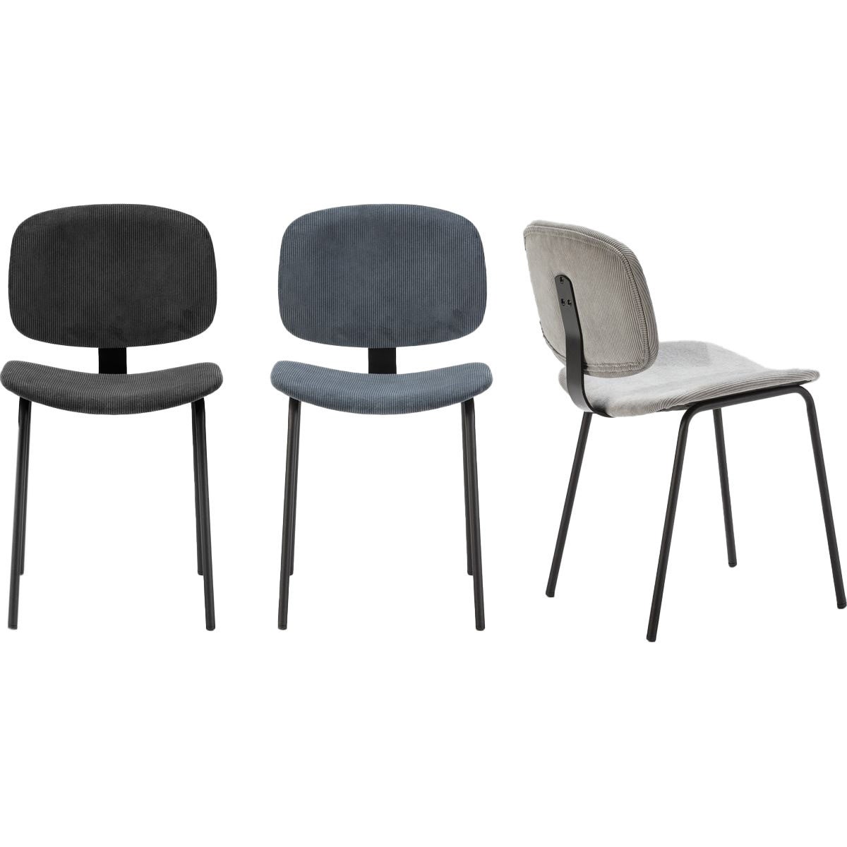 Set di 2 sedie in velluto a coste e metallo nero 45x53 h79 cm - 3