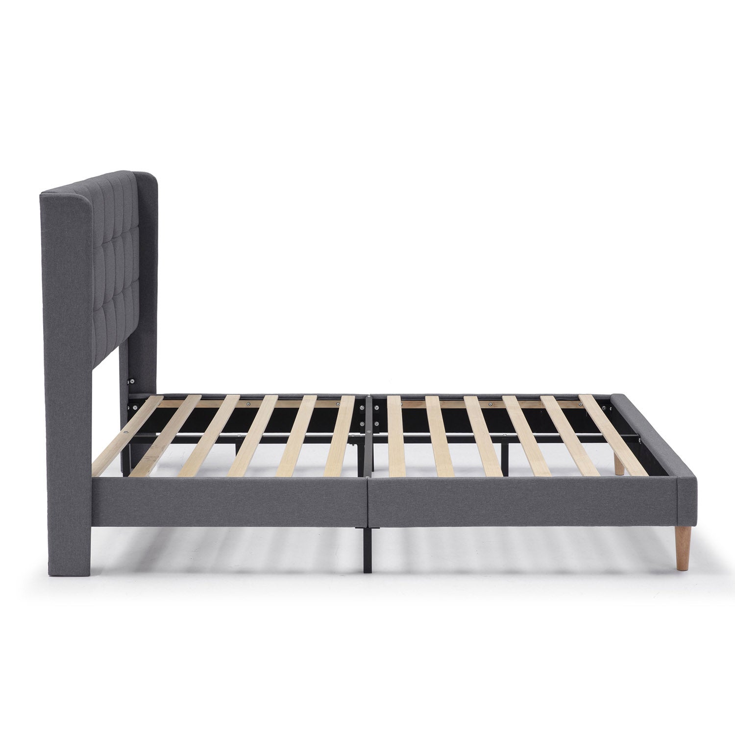 Estructura de Cama tapizada Esther de 30 cm, 150x190 cm, Gris oscuro - 2