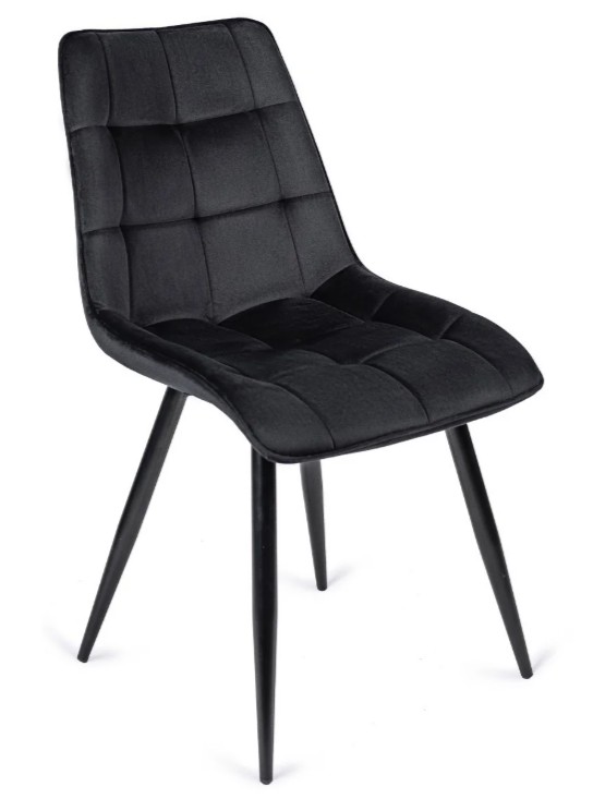 Krzesło Tapicerowane Welurowe Do Jadalni Salonu Loft Pikowane Czarne RIO