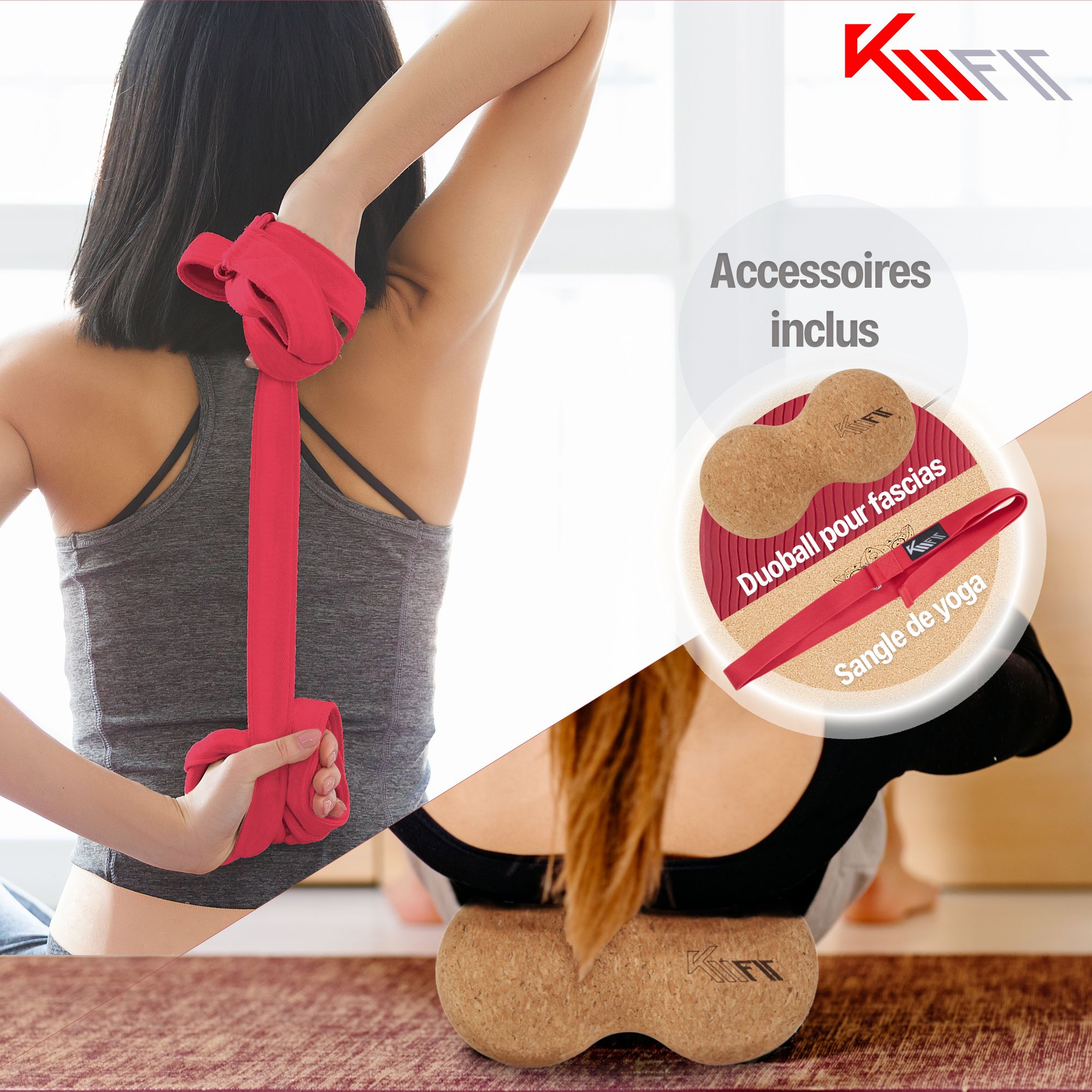 KM-FIT TPE Tapis de yoga Tapis de gymnastique, Pilates, sport 183 cm x61 cm Rose - 7