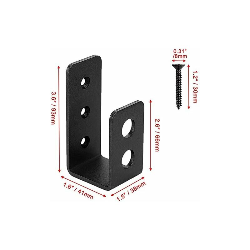 Lot de 2 supports de porte en acier robuste pour porte de 2 x 4, barre de sécurité en forme de U - 2