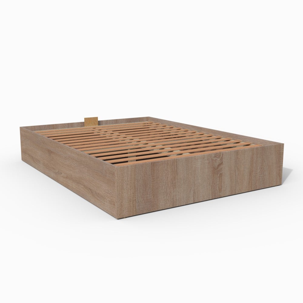 Lit Coffre BILBAO 140x190 cm avec Sommier / Décor Chêne Blanchi / Panneau de Particules / Grand Coffre de Rangement - 7
