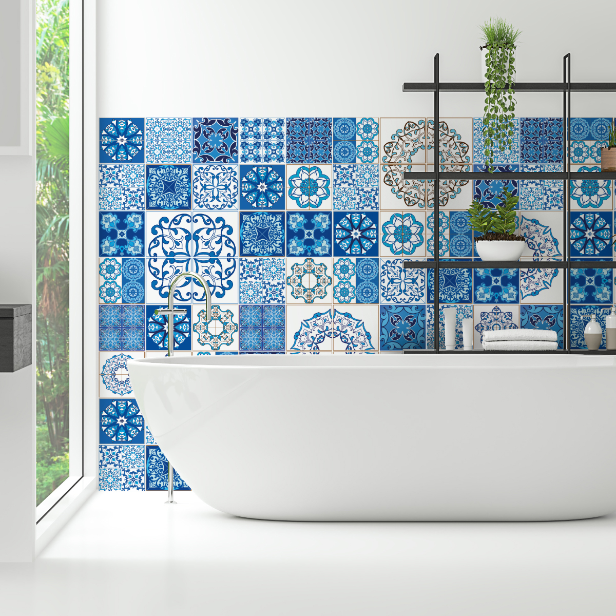 60 vinilos baldosas de cemento azulejos serafina - adhesivo de pared - revestimiento sticker mural decorativo - 60stickers15x15cm