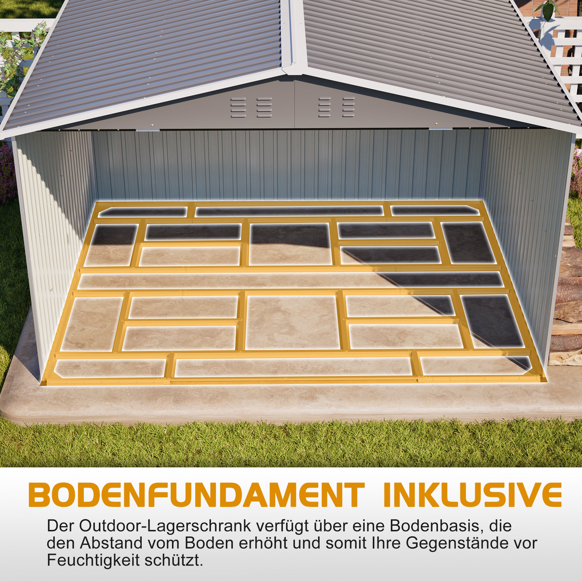 7.56 m² Caseta jardin exterior metálica 300x252x191 cm,Cobertizo para Herramientas con Puerta y Ventilación para Terraza Patio-Gris - 7