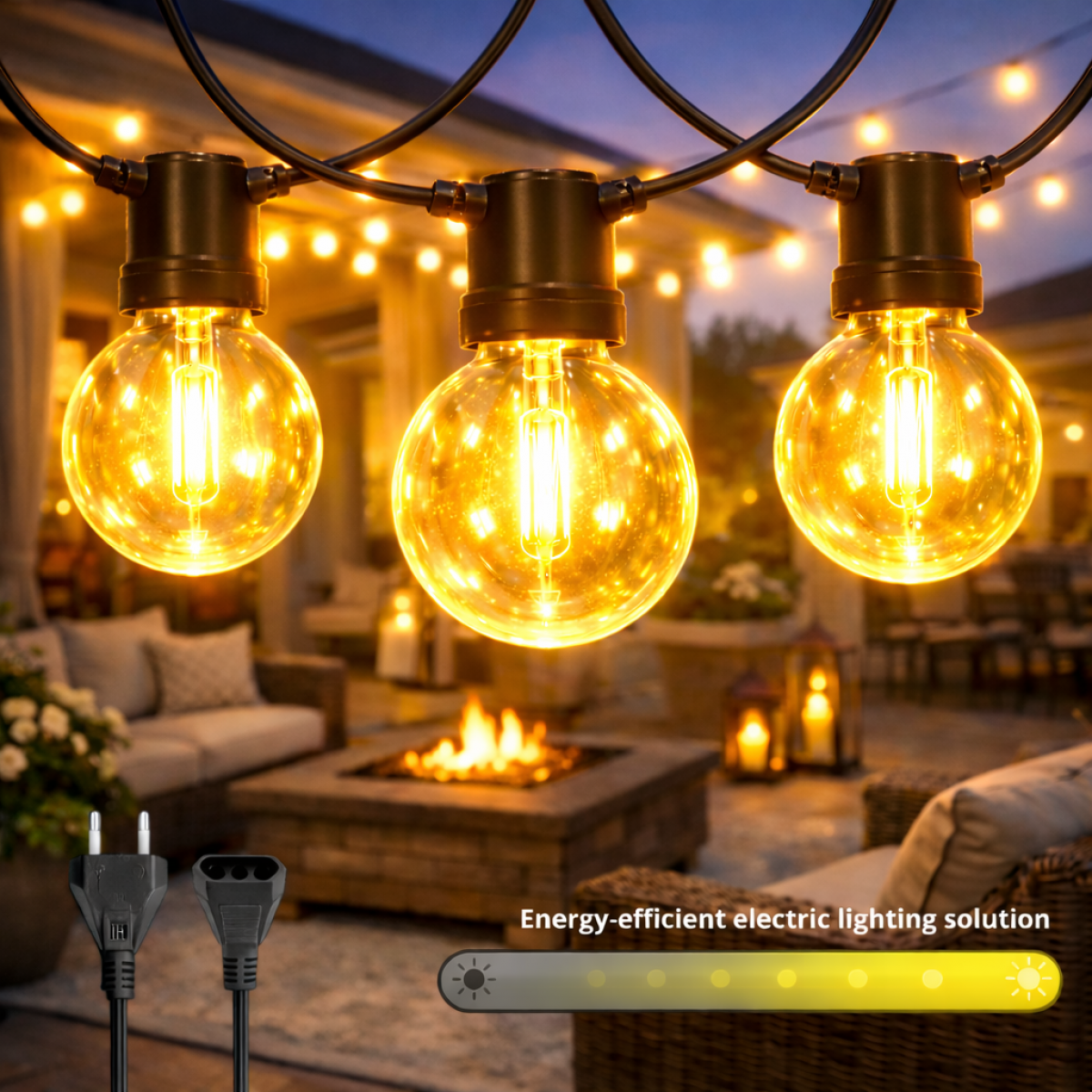 LEDUNI Catena Luminosa LED 25 Lampadine 10W 2700K 7,5 m IP44 Adatta per Giardino - 7