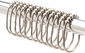 Ganci Doppi Per Tenda Doccia TENOVEL, 12 Pezzi In Acciaio Inox, Nichel Spazzolato, Per Aste Fino A 16 Mm, Antiruggine