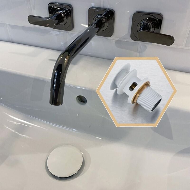 Garniture de vidage pour lavabo avec trop-plein, bonde de vidage, Pop Up Valve,Garniture de vidage universelle pour lavabo et plan de toilette - 3