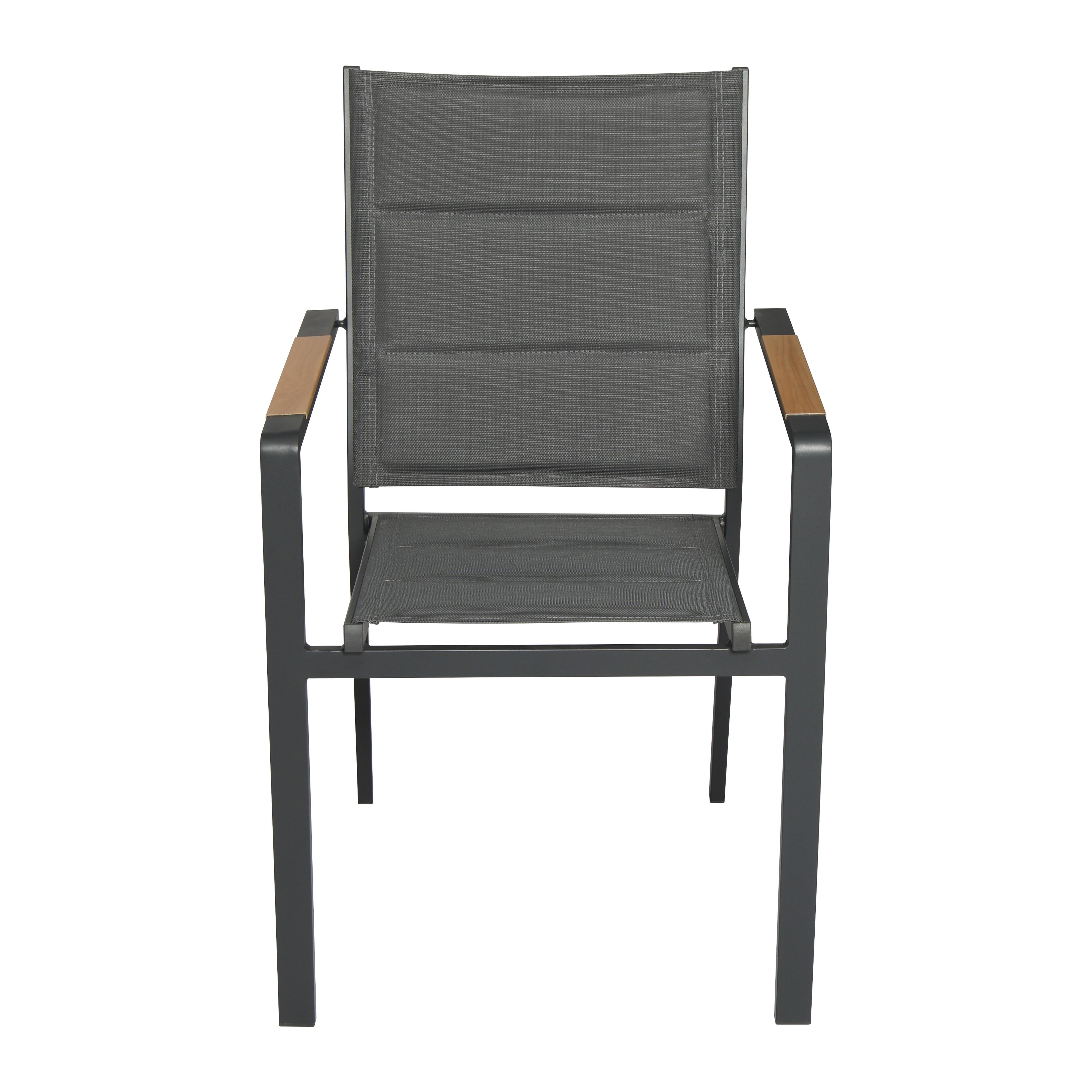 Lot de 2 chaises de jardin en aluminium et textilène gris - 4