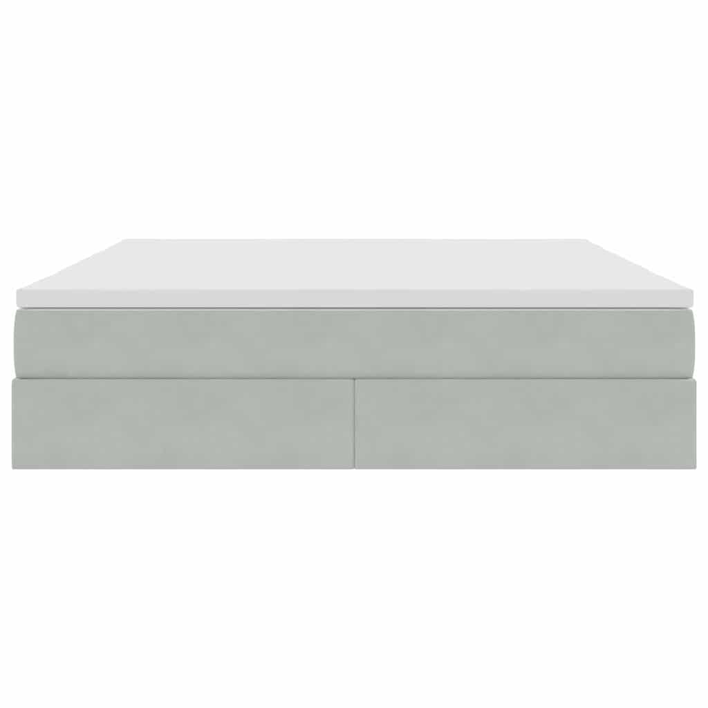 Lit avec rangement et matelas gris clair 180 x 200 cm en velours - 7