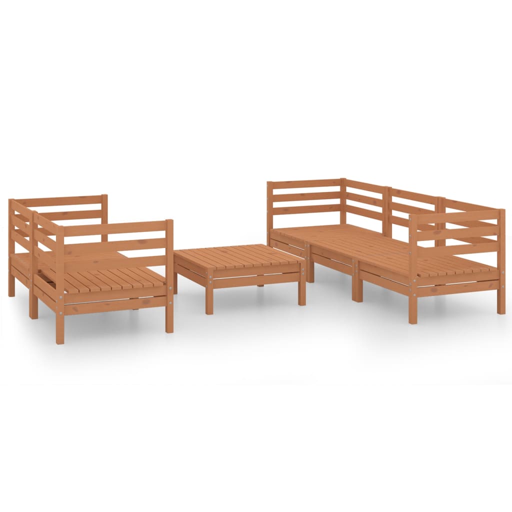 Salon bas de jardin en bois Marron 5 personnes - 2