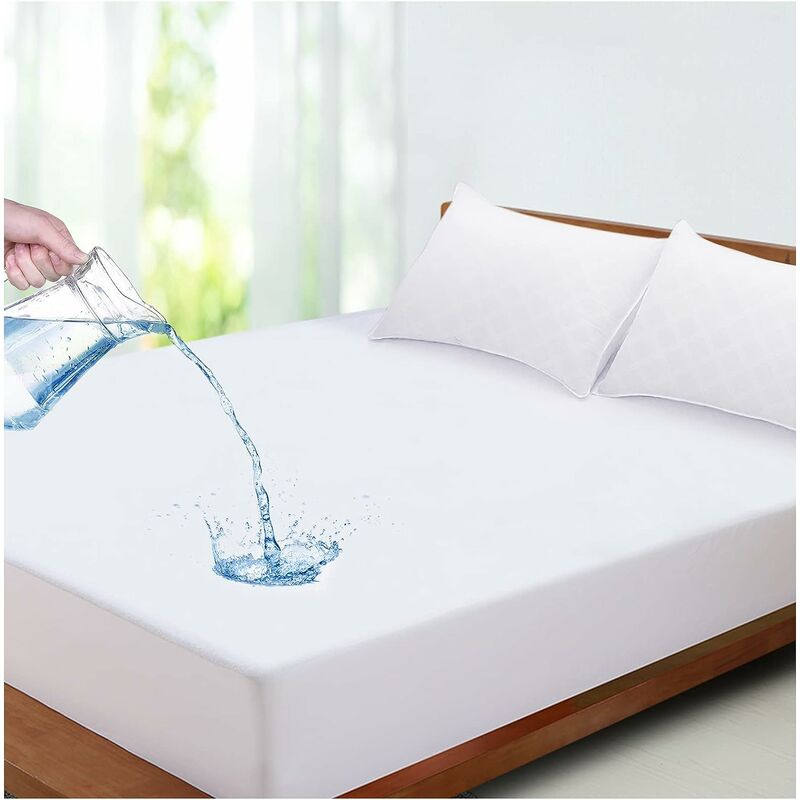 Drap-Housse Protège-Matelas 2 En 1 Imperméable Et Respirant - Éponge Coton 135x190/200 Cm - Anti-Fuite Et Confortable