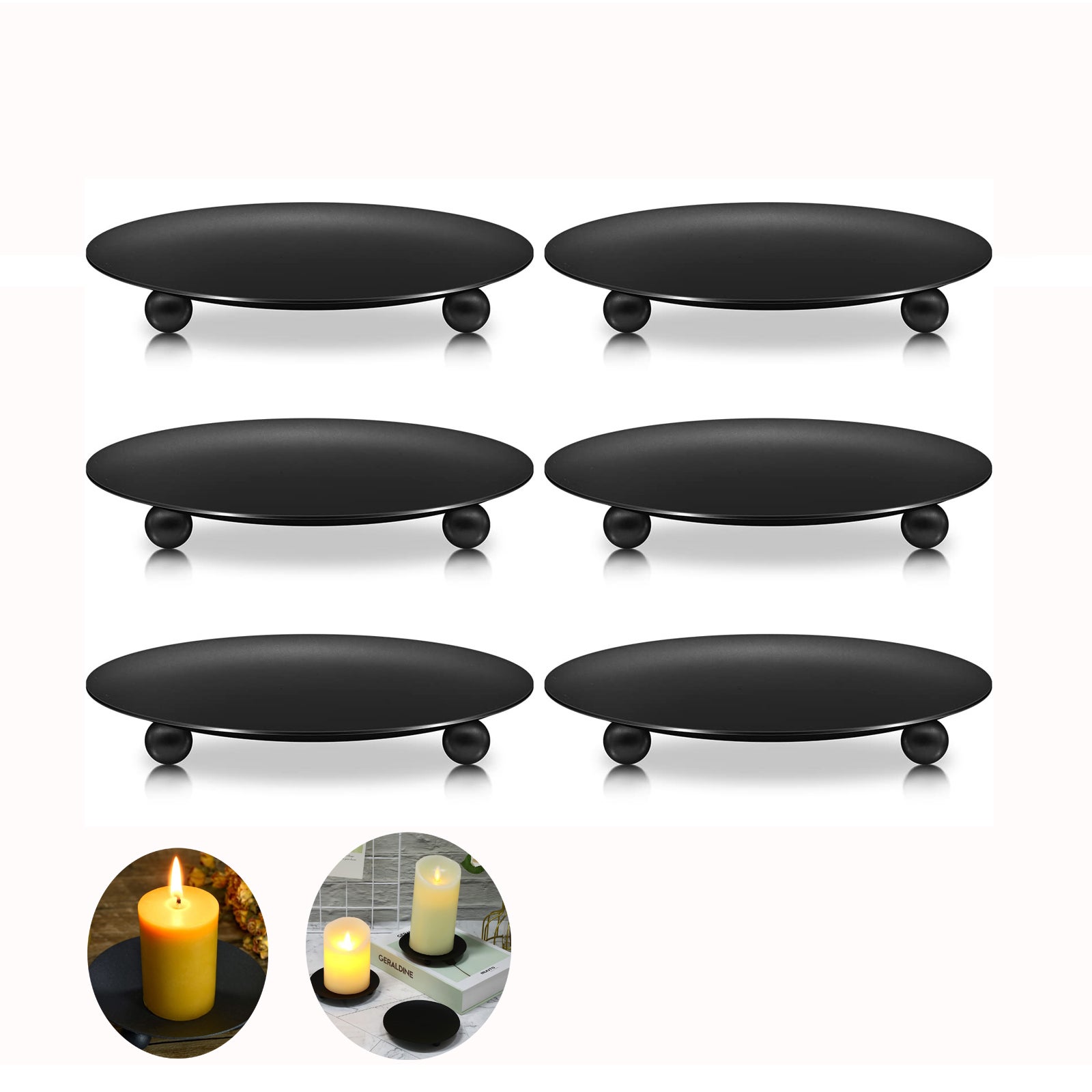 6 Plateaux En Fer Vintage - Assiettes à Snacks Ou Fruits Déco - Parfait Buffet, Cuisine, Dessert (21x14 Cm)