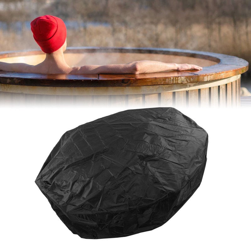 Housse de protection pour mobilier de jardin, housse ronde pour baignoire balnéo 190, taffetas de polyester argenté, imperméable, 215 x 70 cm, noire - 6