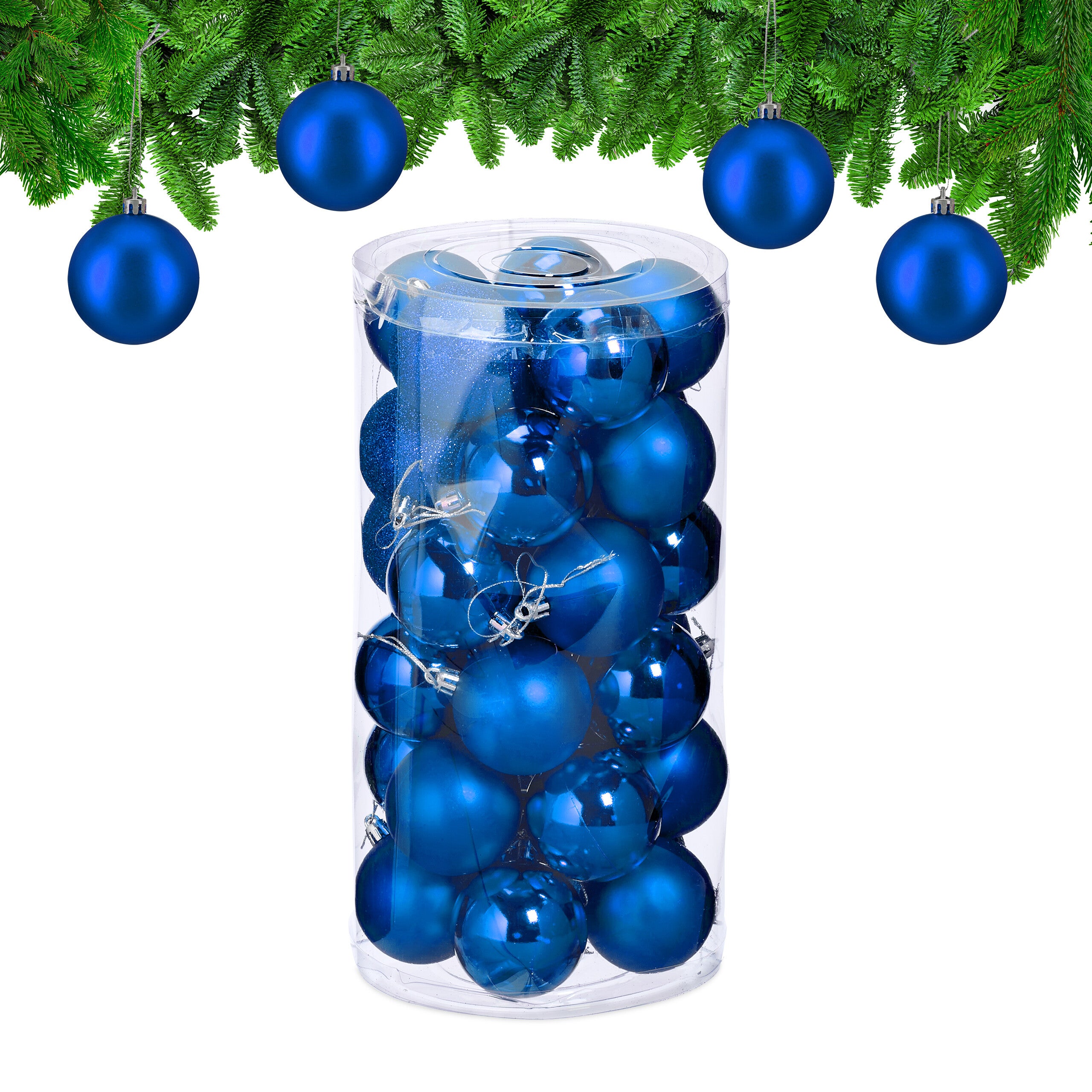 10 cm/3 palline di Natale infrangibili azzurre, decorazioni per albero di Natale, palline ornamentali da appendere, decorazioni natalizie per le vacanze, lucide, opache, glitterate