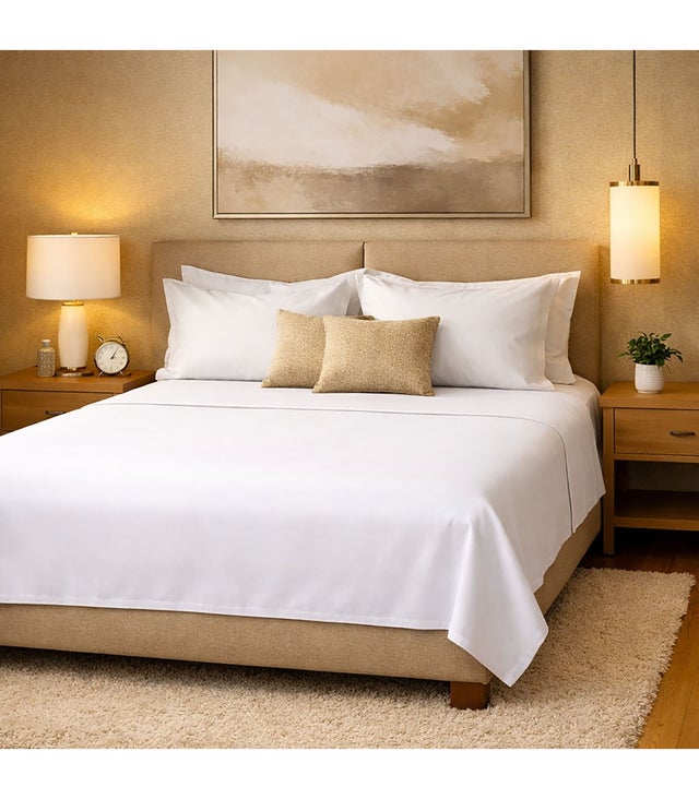 Juego de Sábanas 100% Algodón Hotel 4 Piezas 160 x 190/200 Blanco