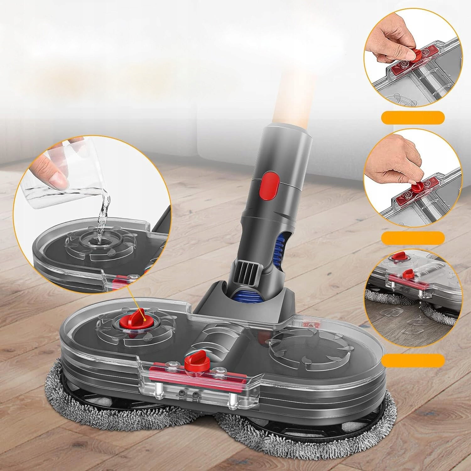 Brosse Mop Électrique Rotative – 160 tr/min | 2 Lingettes Lavables | Compatible avec Aspirateur Dyson V7–V15 - 5
